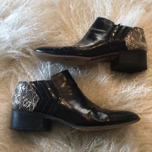 Snake and Blk leather booties